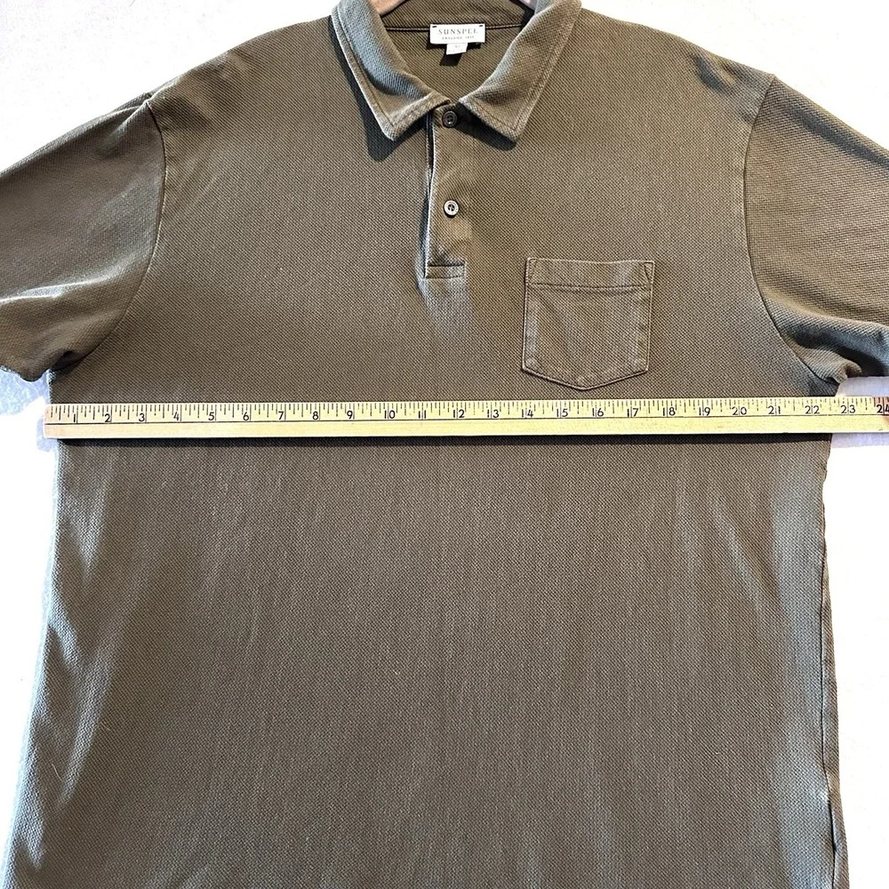 Sunspel Olive Green Polo Shirt - Picture 6 of 8